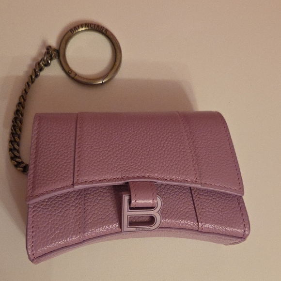 Balenciaga Purple Leather Card Holder W/ Keychain - Picture 2 of 12